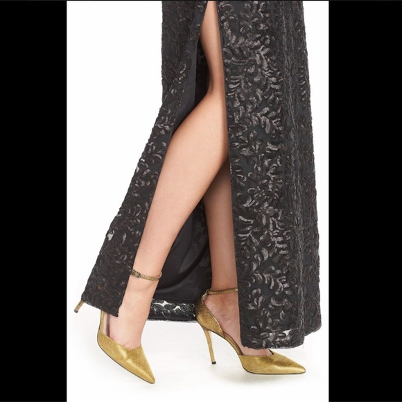 NEW! Aidan by‎ Aidan Mattox Drape Jersey & Sequin Blouson Gown Black [SZ 8 ] - Picture 2 of 3